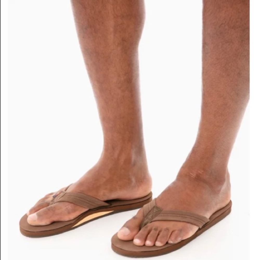 Rainbow Brown Double Layer Hemp Top/Strap Flip Flops Sz:11-12